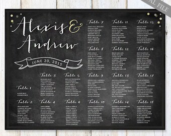 Large Personalized Wedding Seating Chart - Big Chalkboard Table Seating plan any color - DIGITAL file!