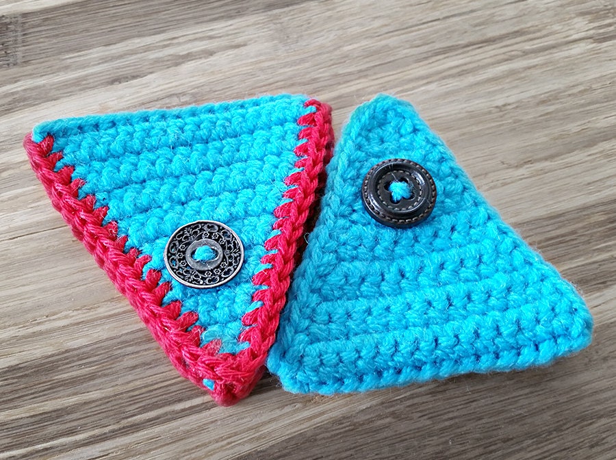 Blue Crochet Cord Holder Headphone Organizer by LittleKnittedThing