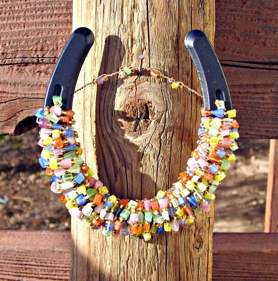 Beaded Horseshoe Horseshoe Glass Art