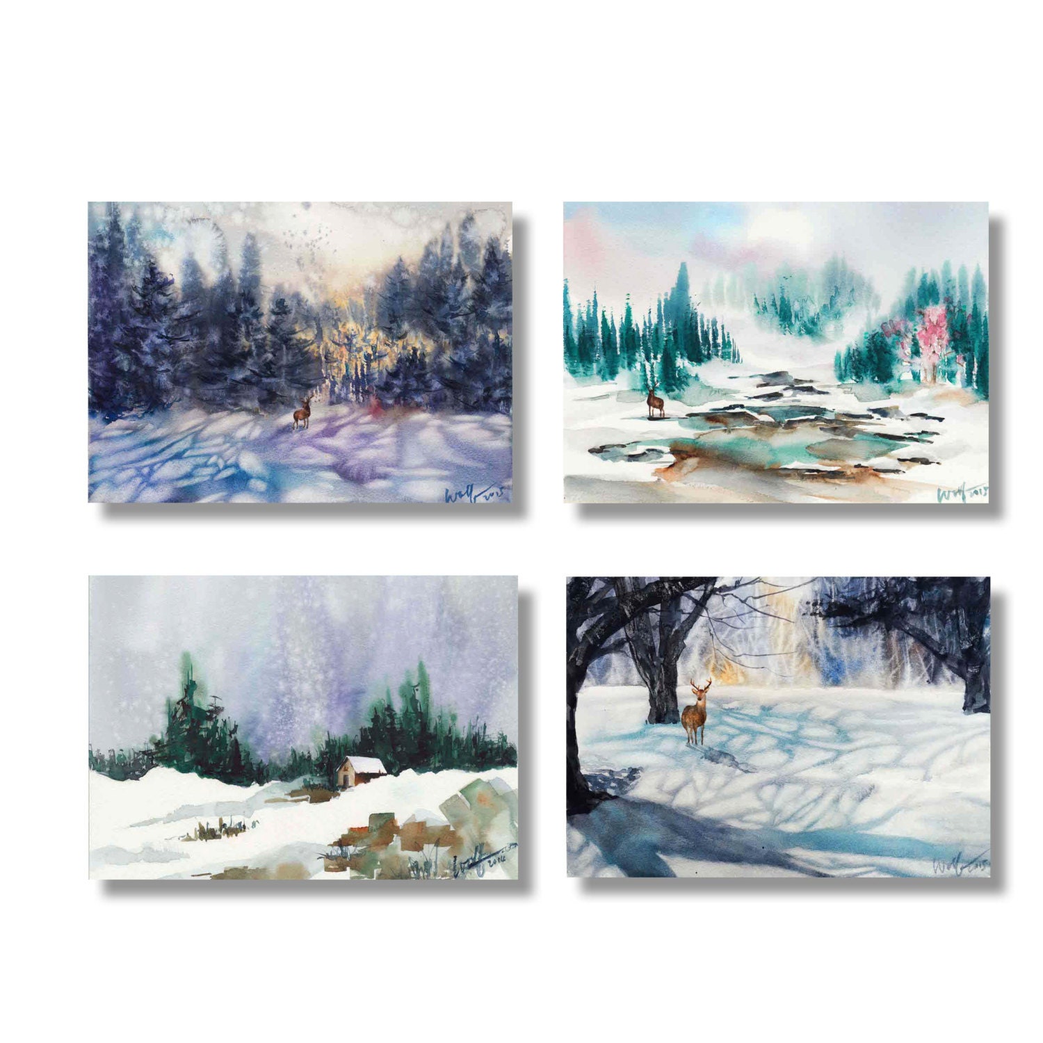 Watercolor Postcard Art Postcard Holiday Cards