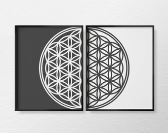 Mandala Art, Flower of Life Print, Mandala Print, Minimalist Art, Modern Decor, Sacred Geometry Art, Black and White Art, 0369