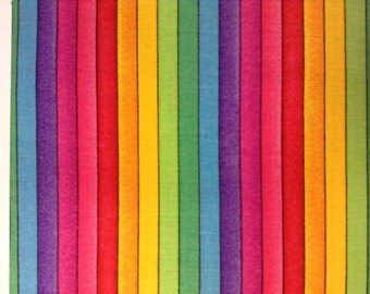 One Half Yard of Fabric - Narrow Rainbow Stripe, Rainbow Fabric