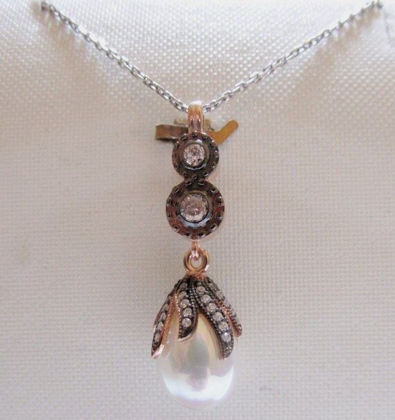 Items similar to Sterling Silver Pendant ,Black Rhodium Pendant , Rose