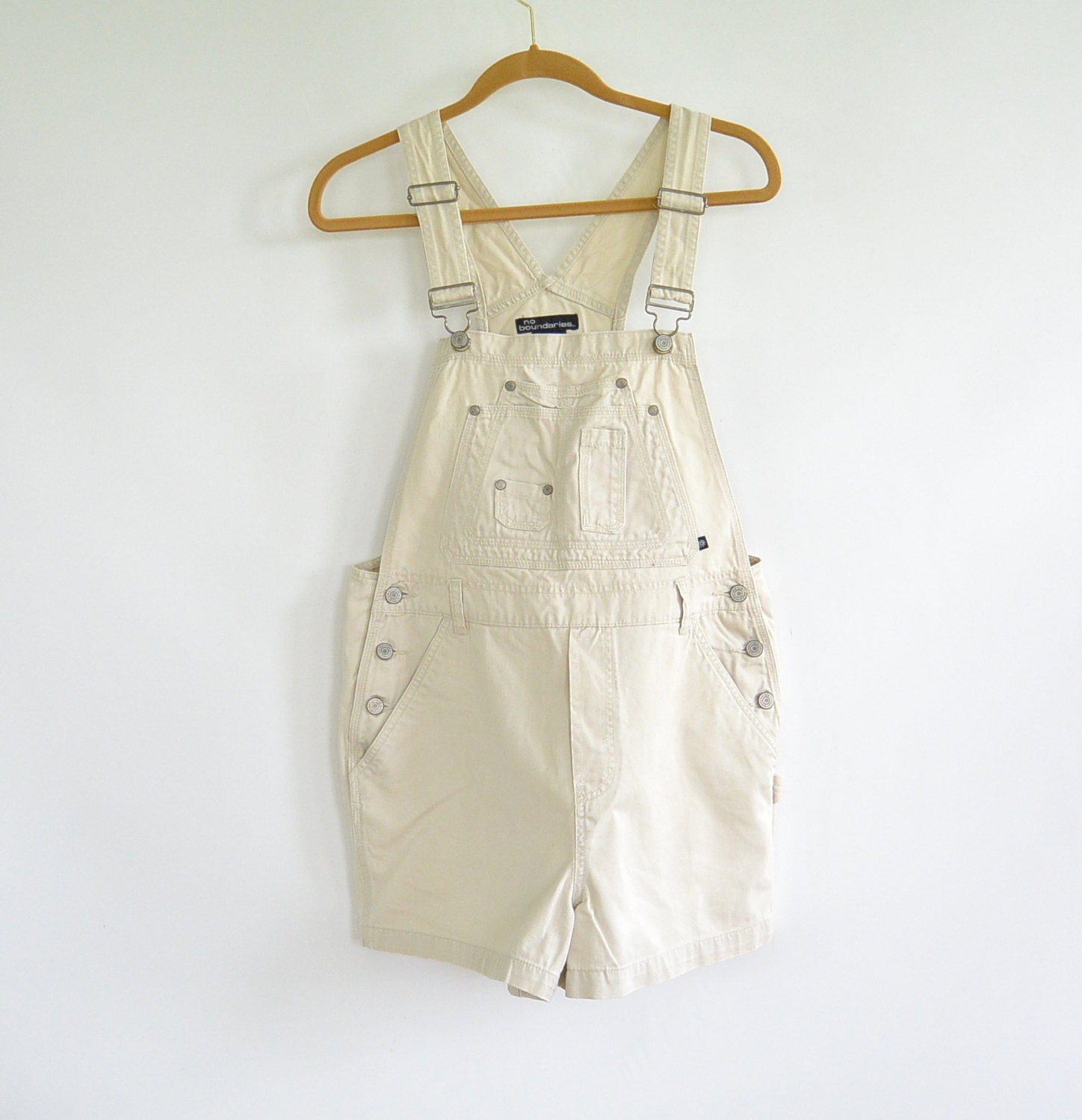 Vintage Khaki Short Bib Overalls Khaki Dungarees Shortalls