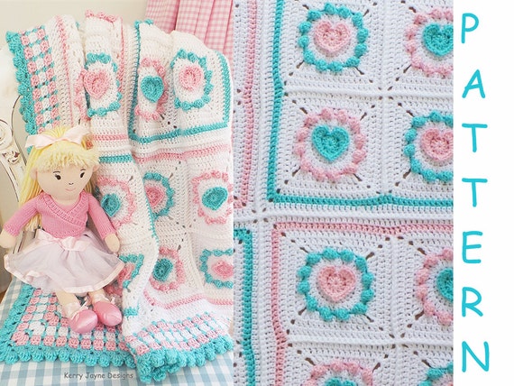 a granny how crochet a in to pattern square heart pattern Square Baby crochet Granny blanket baby heart Crochet pattern,