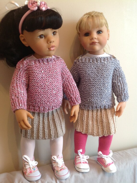 Dolls Fashion clothes knitting pattern to fit 18 doll.
