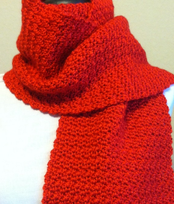 Red Hand-Crocheted Scarf