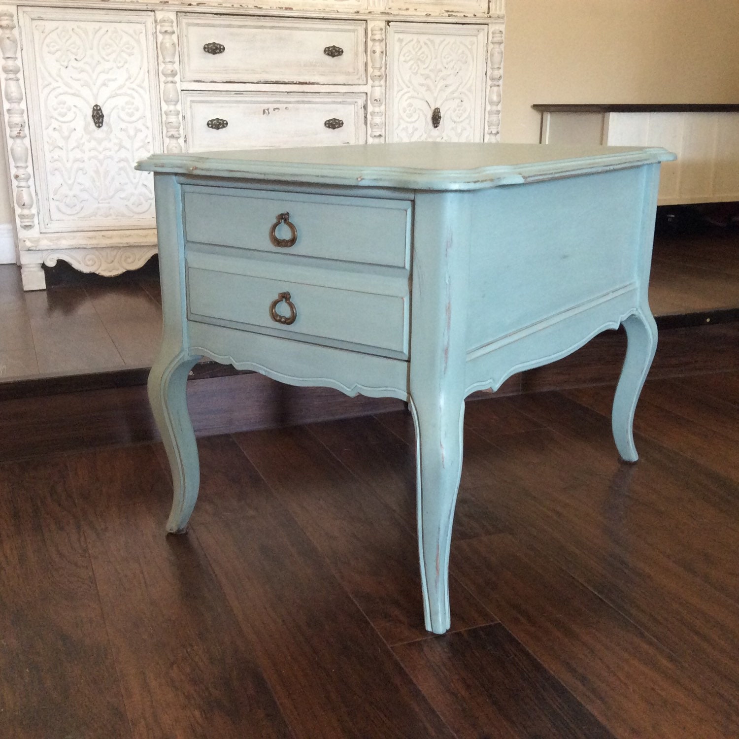 END TABLE Beach Cottage Side Table Wooden End by ShabbyShores