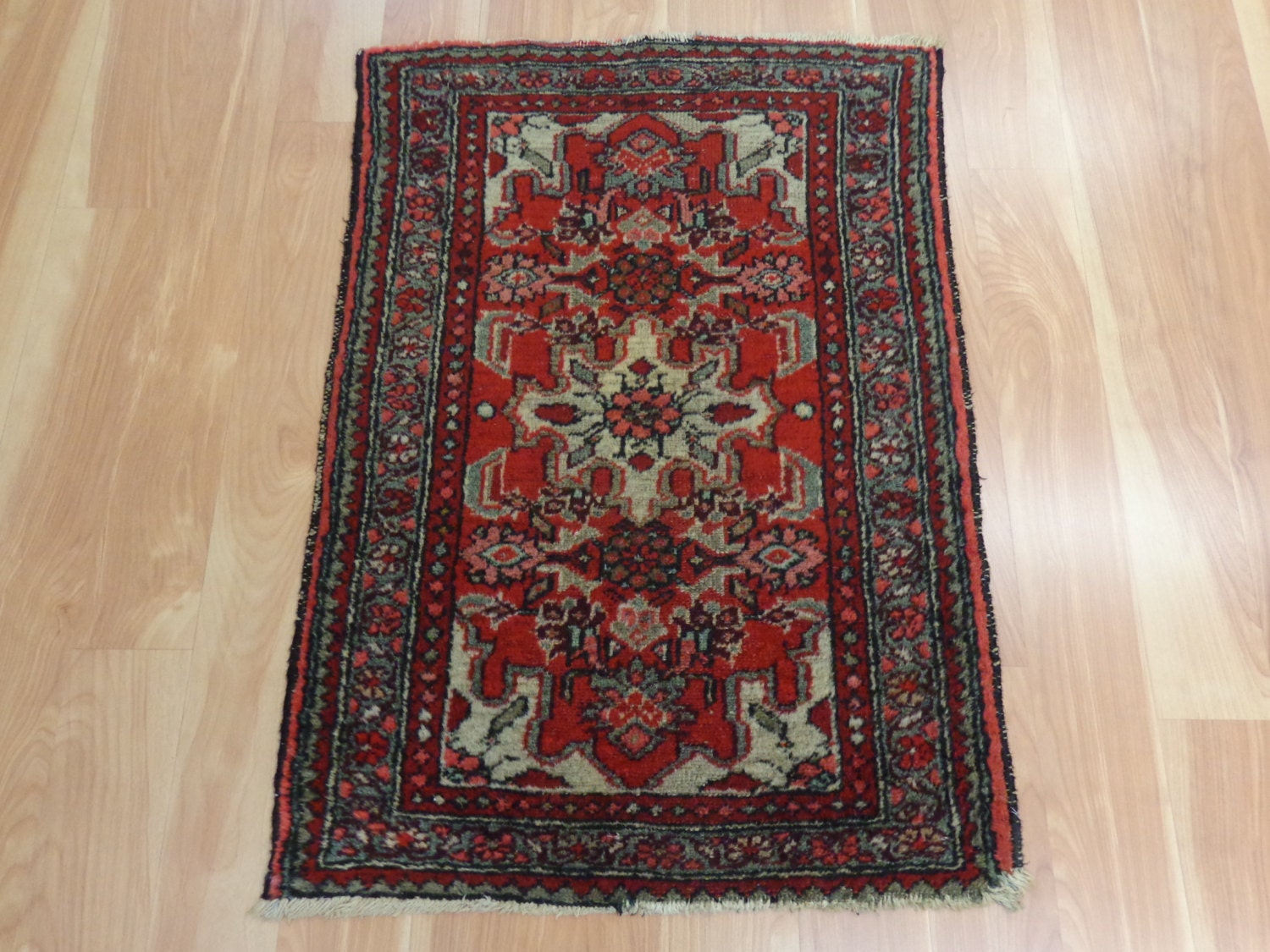 Red Persian Rug Small Oriental Rug 2' x 2' by JessiesOrientalRugs