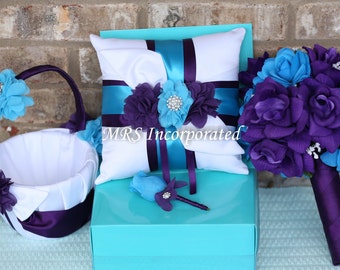 Malibu Blue Bridal Package, Bouquet, purple wedding, purple bouquet