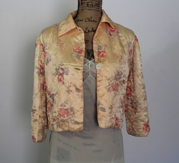 Antique Bed Jacket Reversible hand made 3/4 length sleeves