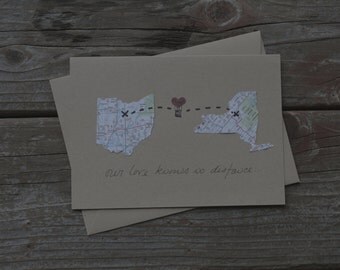 Long Distance Relationship Card customized with personalized states