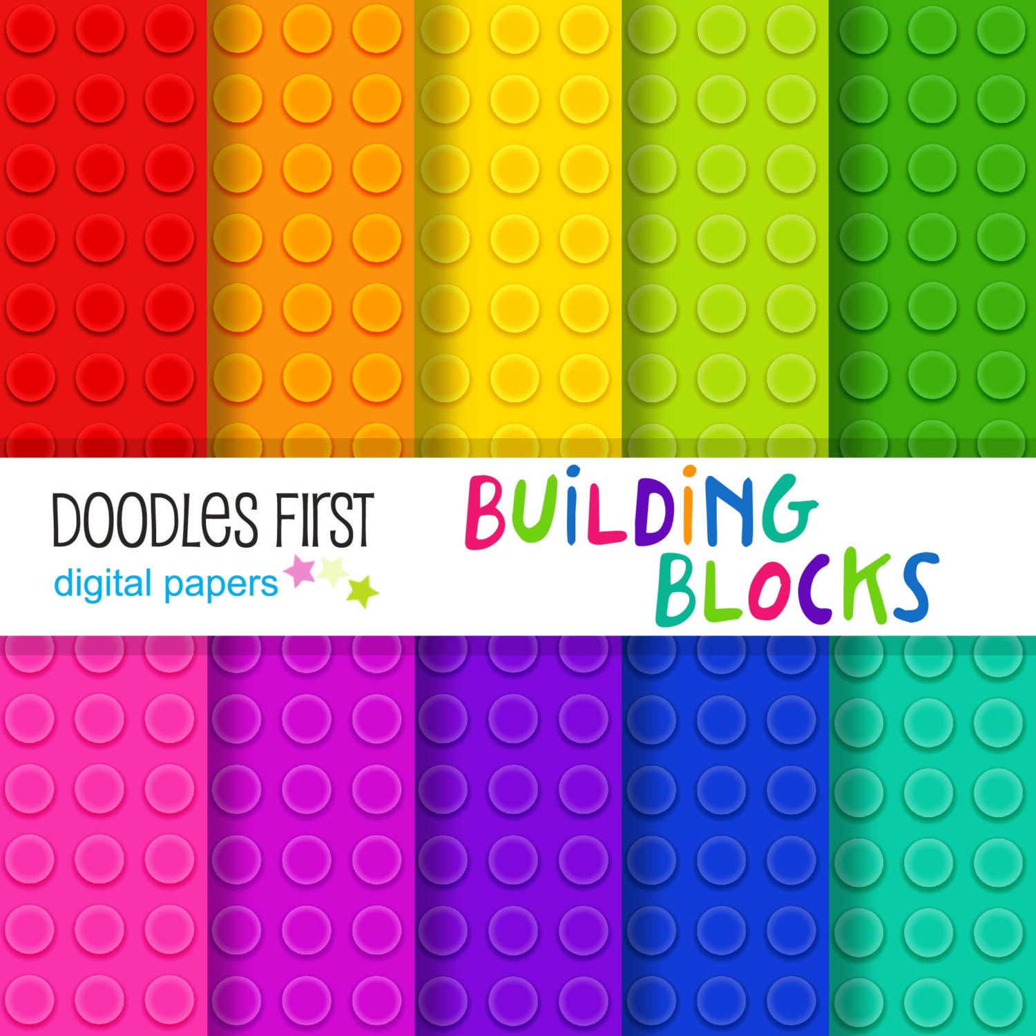 Building Blocks Digital Paper Pack Includes 10 for