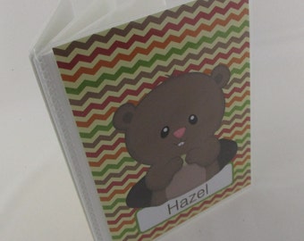Baby Photo Album boy, Chevron gopher, groundhog personlized picture album, grandmas Brag book, 4x6 or 5x7 178
