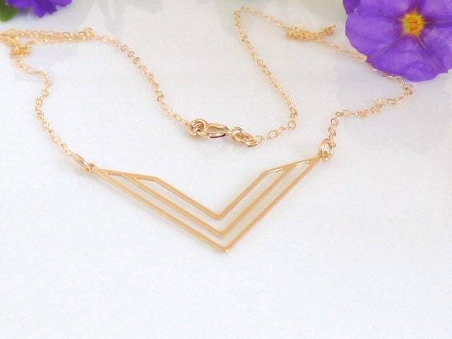 V Necklace Gold V Necklace Geometric Necklace Gold
