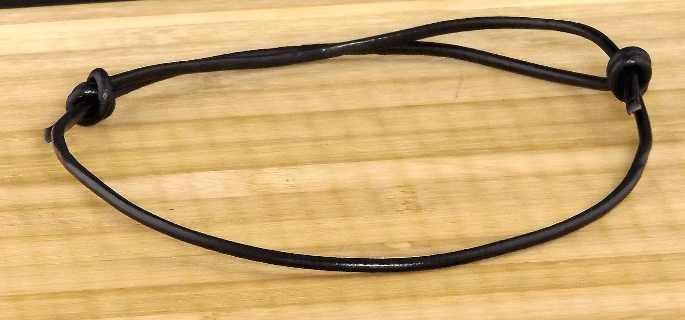 Black Round Leather Cord Necklace Handmade Adjustable Sliding