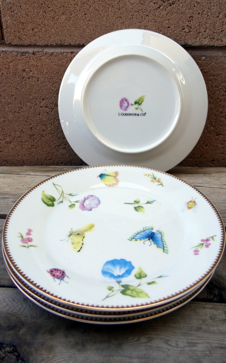 I. Godinger & Co. Morning Glory 4 Dessert Plates Salad