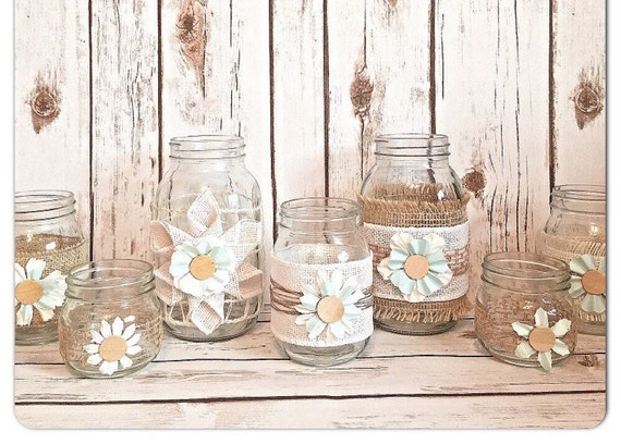 Items similar to Mason jar Wedding Centerpiece decor, Country Chic