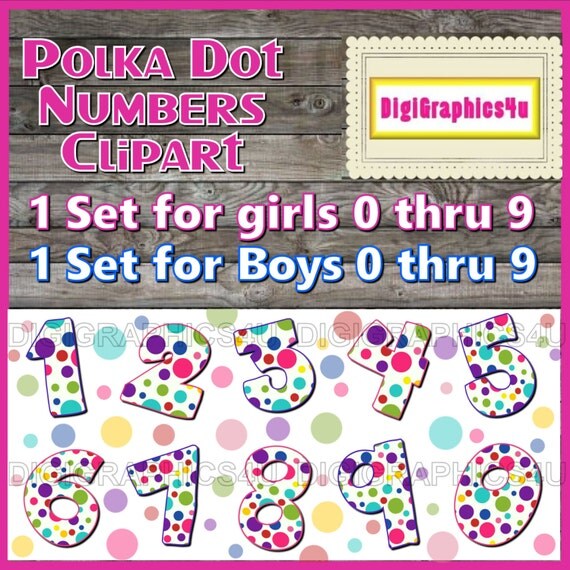 Colorful Polka Dot Numbers for Girls and Boys by DigiGraphics4u