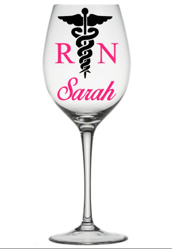 Personalized Nurse Wine Glass by CountryLadysCustoms on Etsy