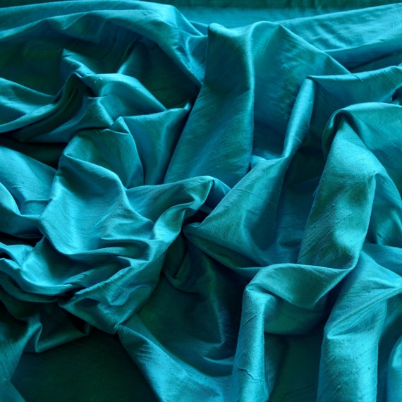 Turquoise Blue Dupioni Silk 100% Silk Fabric 54 Wide