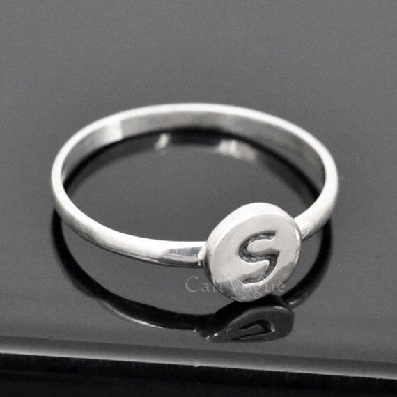 Initial 925 sterling silver Ring Basic Women Ladies Silver