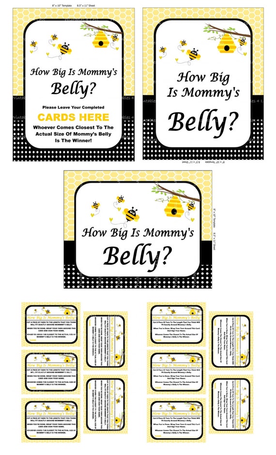 Bumble Bee Belly Game Mommys Belly Baby Shower by Printables4Less