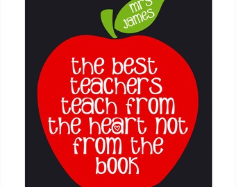 Items similar to Red Apple TEACHER Quote Typography Print on Etsy