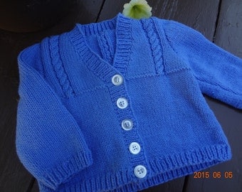 Blue Baby Cardigan Sweater/Hand Knit/Baby by YellowBrickFarmhouse