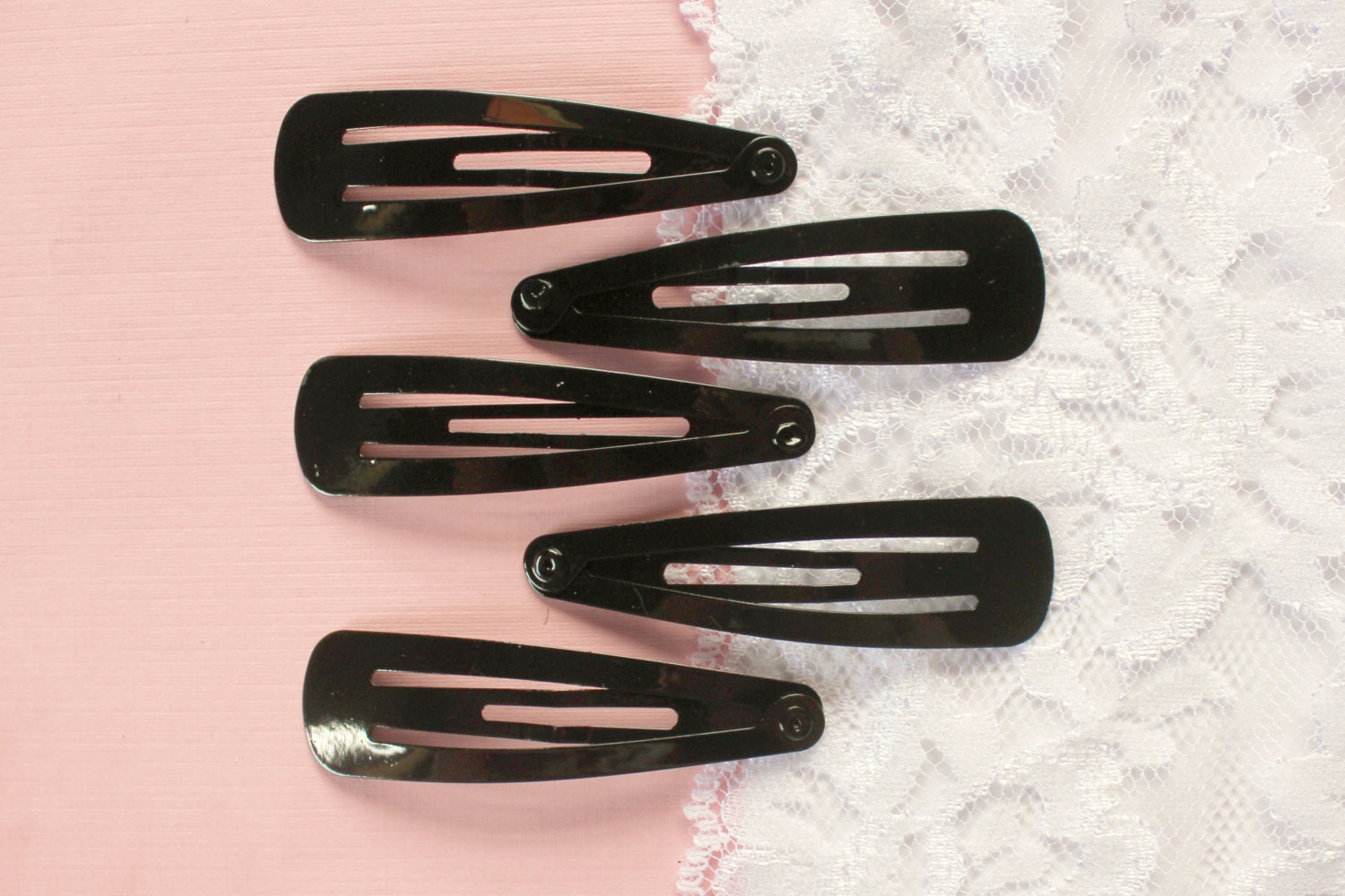 20 Pcs Black Big Snap Hair Clips 57x16mm