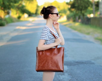 Leather Tote Bag, large tote bag, handmade leather bag