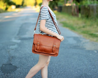 Brown leather messenger bag, leather satchel, handmade leather bag, leather shoulder bag