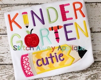 Kindergarten Cutie Back to School Machine Applique Design