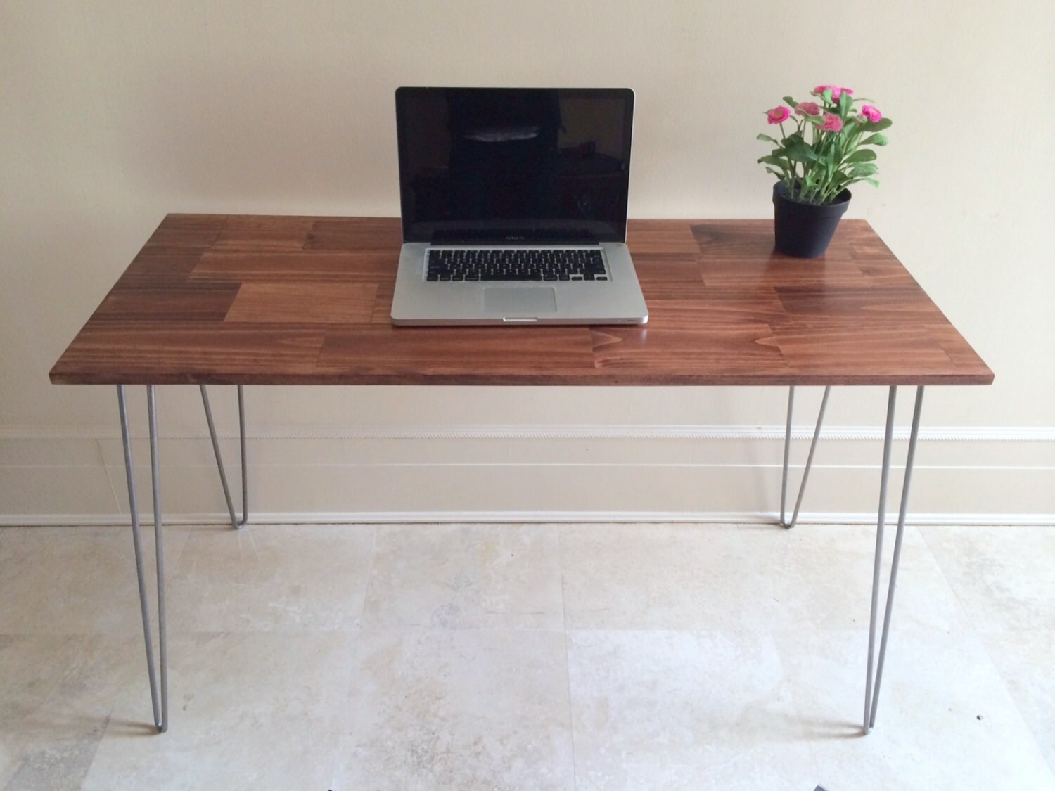 48x24 Wood Hairpin Desk with Red Oak Stain by goldenrulenyc