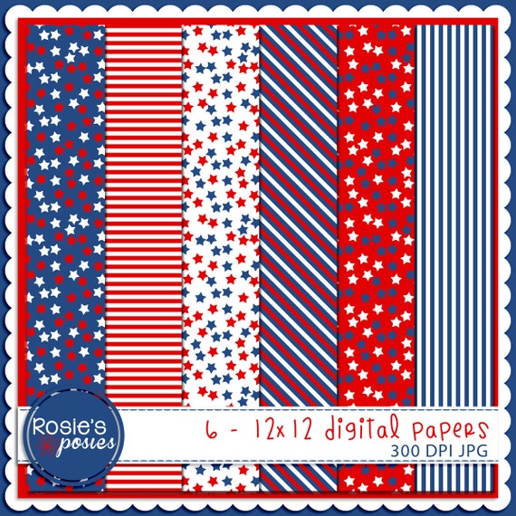 Items similar to Patriotic Digital Papers, Fourth Of July Colors ...