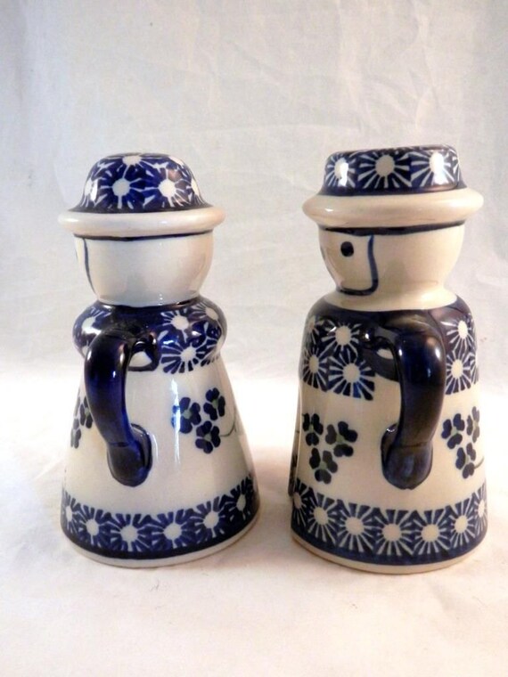 Boleslawiec Polish Pottery Salt and Pepper Shaker Blue White