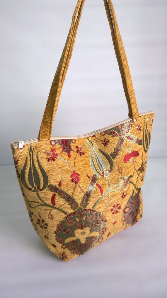 Silk Embroidery Tote Bag bohemian folk style by Rivervaledrive