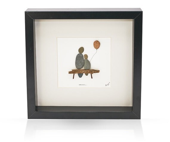 unique nz vintage Art  Up unique Growing Irish Stone  / Pebble   Picture Art Framed