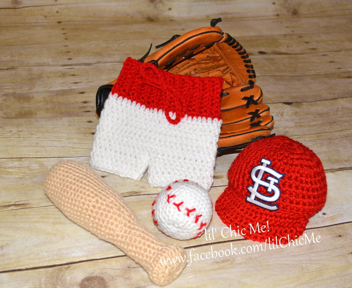 St. Louis Cardinals Baby Baseball Hat Handmade Crochet Photo