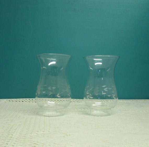 Princess House Heritage Hurricane Lamp Globe Etched Hand Cut