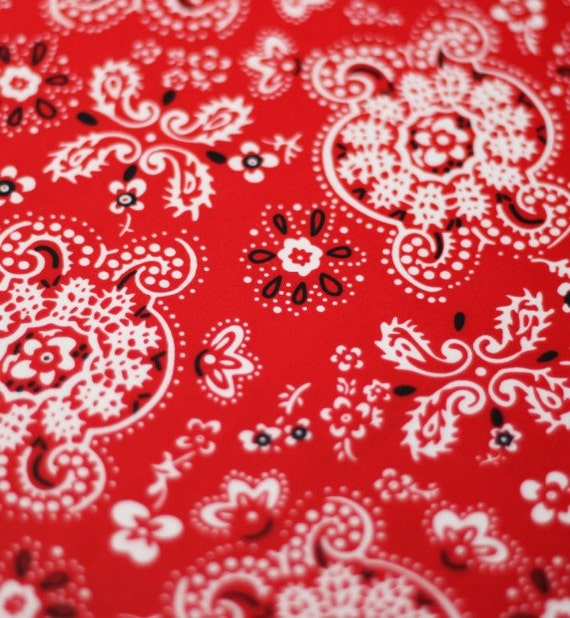 Stretch Fabric Bandana Print Fabric Red by DesignerAlleyFabrics