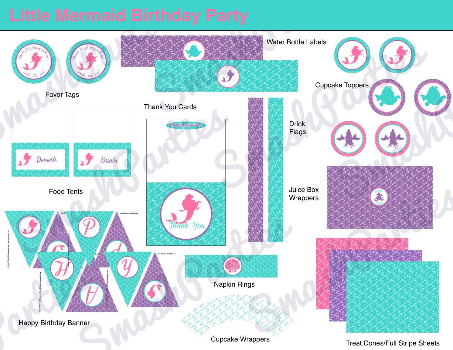 Little Mermaid Birthday Party Printables
