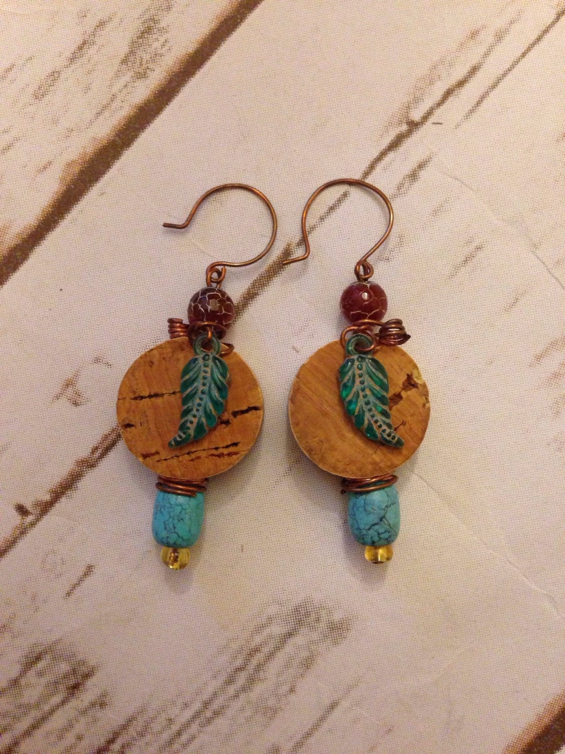 Turquoise Wine cork earrings by TrueVineGifts on Etsy