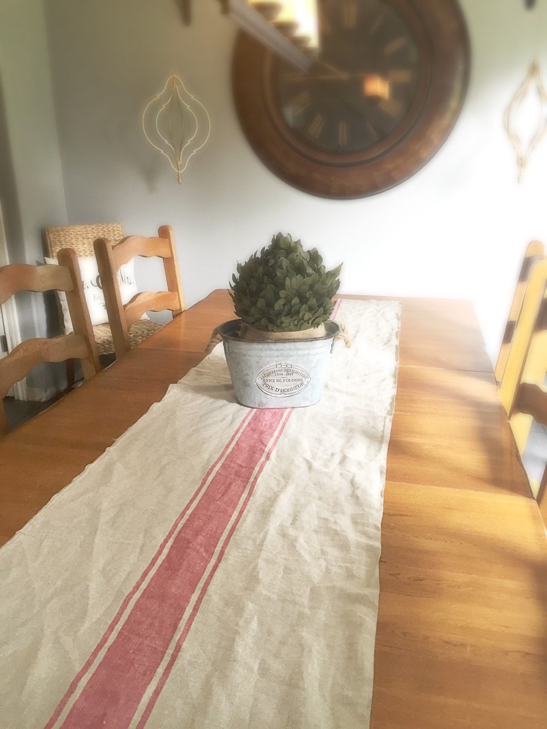 French Linen Table Runner Red Stripe Fine Luxury European