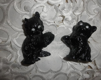 Coal Kittens with Googly Eyes Handcrafted