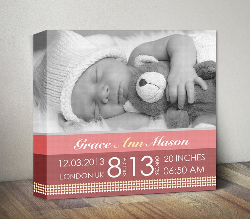 Baby Birth Announcement Canvas Baby Birth Stats Nursery Wall