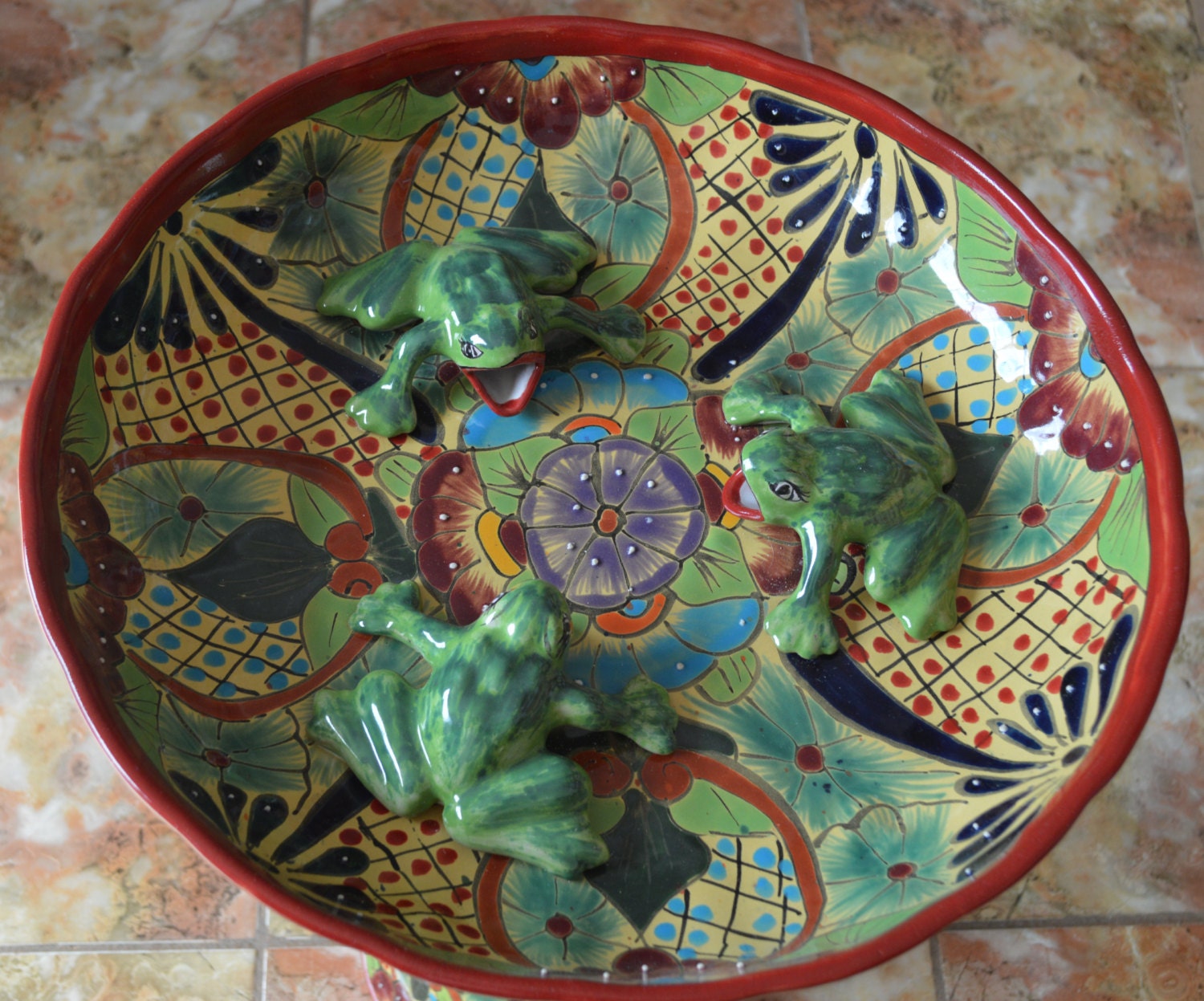 Talavera Mexican Pottery BIRD BATH by MexicanTalavera on Etsy