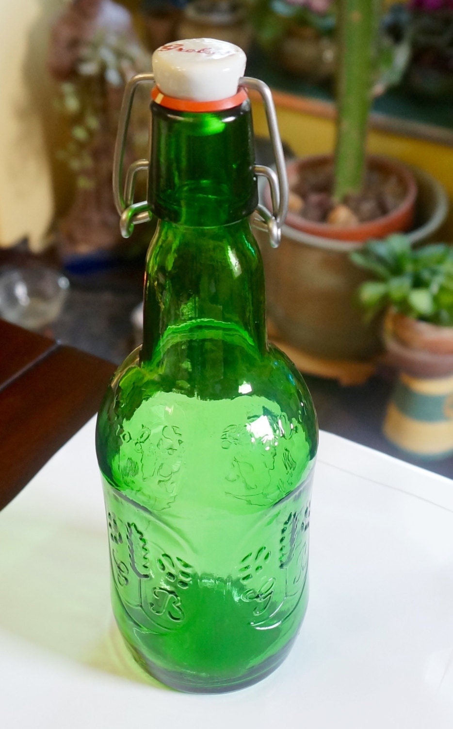 Grolsch Empty Beer Bottle Embossed Pattern Ceramic Stopper