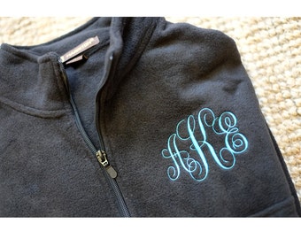 Monogram Sweatshirt, Monogrammed Fleece Jacket, monogram pullover, Monogram quarter zip, half zip, monogram fleece pullover