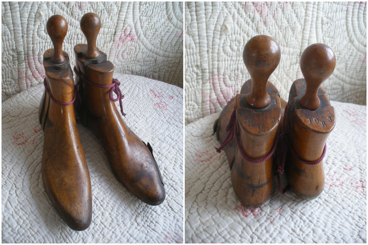 Antique wooden boot trees shoe forms 1pair